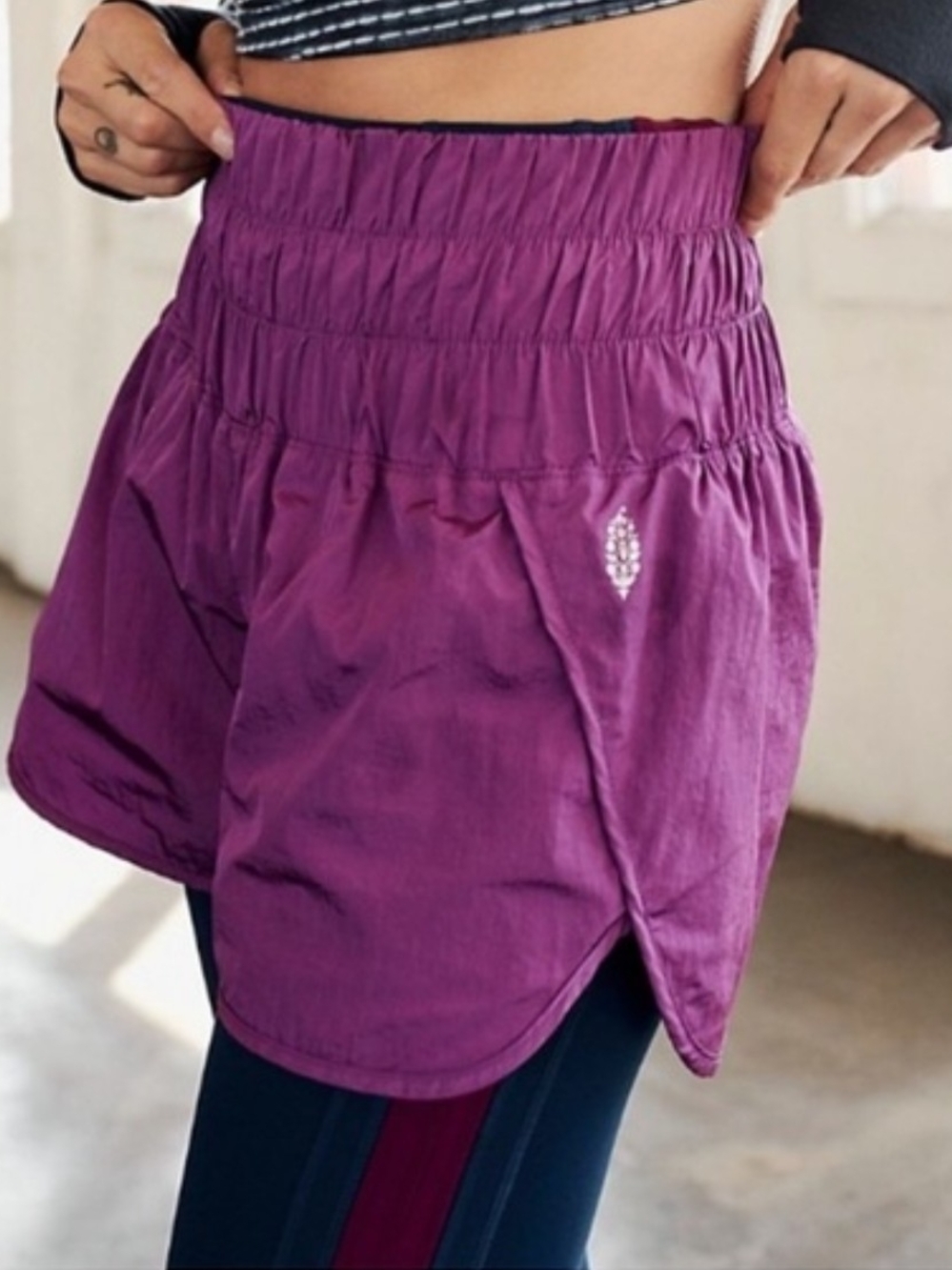 FP Movement Free People The Way Home Shorts Purple High Waisted Running Size M